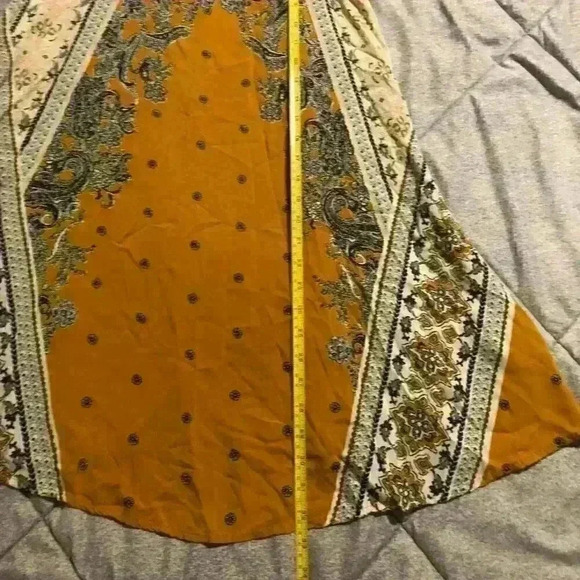 Taylor & Sage Boho Swing Dress Mustard Yellow Paisley Print Size Small - Picture 3 of 6
